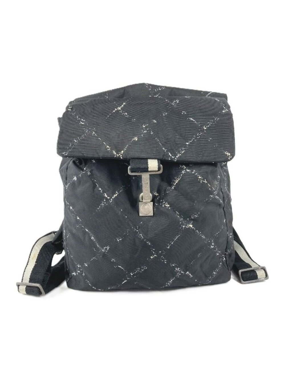 Chanel Backpack Logo Nylon Black